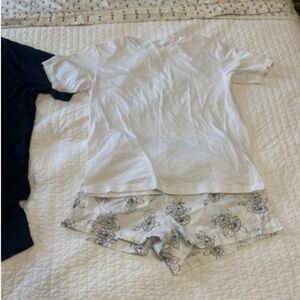 Lot of 2 Victoria’s Secret Cotton Pajama Shirt Boxer Shorts Set XS White Black